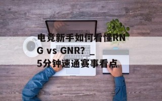 电竞新手如何看懂RNG vs GNR？_5分钟速通赛事看点