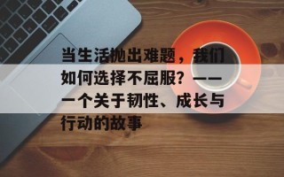当生活抛出难题，我们如何选择不屈服？——一个关于韧性、成长与行动的故事