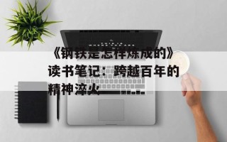 《钢铁是怎样炼成的》读书笔记：跨越百年的精神淬火