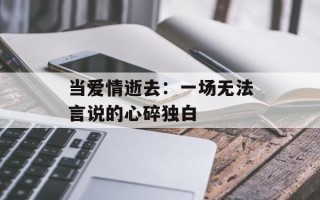 当爱情逝去：一场无法言说的心碎独白