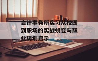 会计事务所实习从校园到职场的实战蜕变与职业规划启示