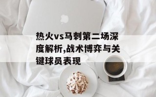 热火vs马刺第二场深度解析,战术博弈与关键球员表现