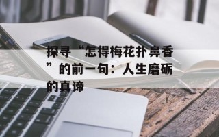 探寻“怎得梅花扑鼻香”的前一句：人生磨砺的真谛