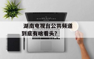  湖南电视台公共频道到底有啥看头？