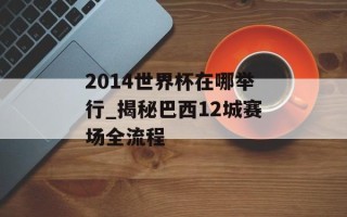2014世界杯在哪举行_揭秘巴西12城赛场全流程