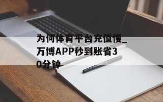 为何体育平台充值慢_万博APP秒到账省30分钟
