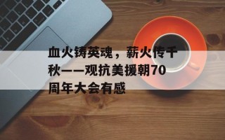 血火铸英魂，薪火传千秋——观抗美援朝70周年大会有感