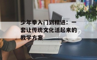 少年拳入门到精进：一套让传统文化活起来的教学方案