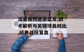 活塞如何绝杀猛龙,战术解析与关键球员对比,经典战役复盘
