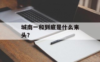 城南一和到底是什么来头？